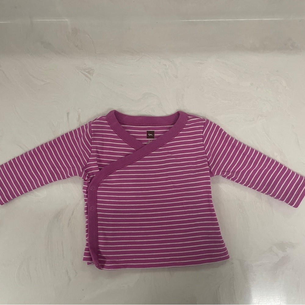 Tea Collection Side Snap Top, Striped Purple Pink Kimono